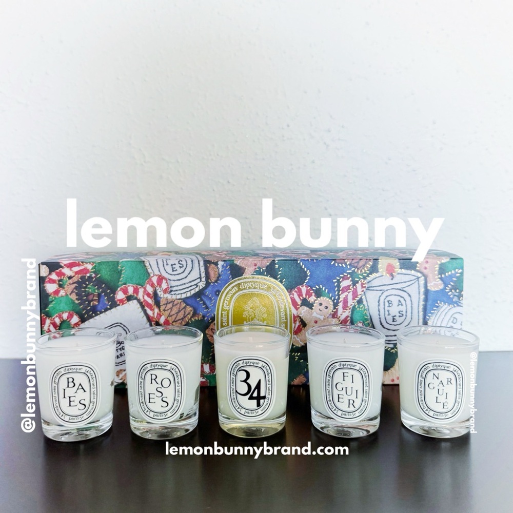 diptyque 2024 Holiday Edition Set 5 Mini Candles Baies Roses Figuier Narguilé